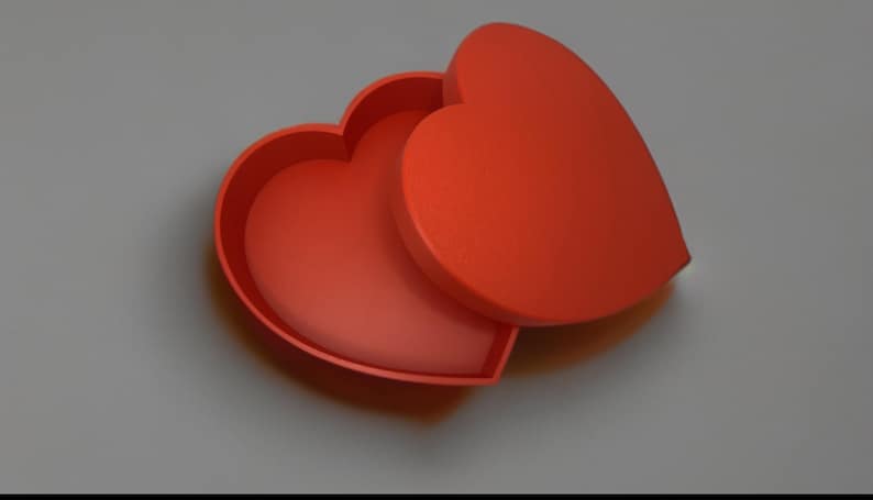 3D Printed Heart Box: Red PLA Plastic Keepsake Container - Etsy