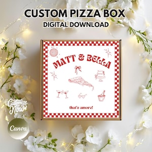 Custom Pizza Box Design Template: Editable Party Favor (Digital Download)