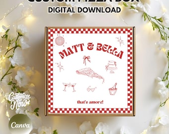 Plantilla de diseño de caja de pizza personalizada: Recuerdo de fiesta editable (descarga digital)