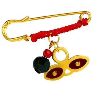 Rosey Azabache Gold Plated Pin: Evil Eye Protection Brooch for Babies and Infants