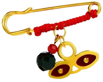 Rosey Azabache Gold Plated Pin: Evil Eye Protection Brooch for Babies and Infants