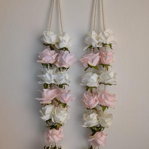 Varmala/Jaimala Pink & White Silk Artificial Garlands for Indian Weddings (Set of 2)