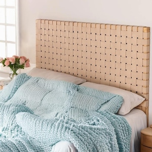 Handcrafted Leather Wood Headboard - King/Queen Size Wall-Mounted & Freestanding Options