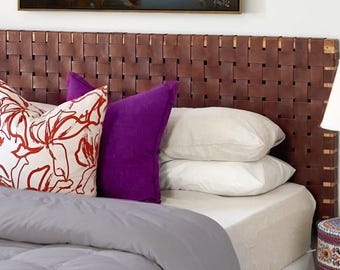 Handmade Leather & Wood Headboard: King/Queen, Wall-Mounted or Freestanding