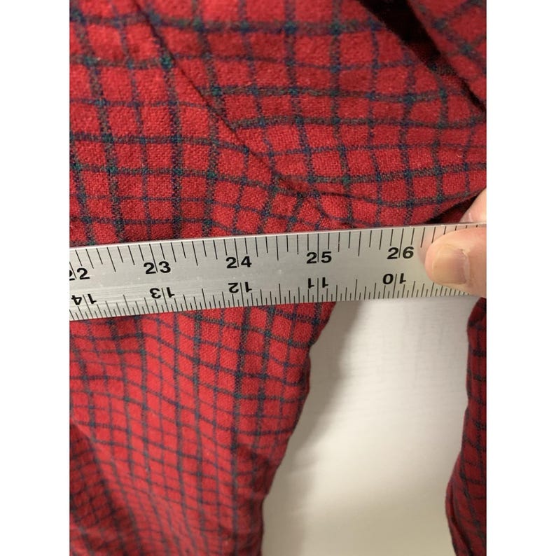 Vintage Pendleton Shirt Mens XL Red Plaid Wool Flannel Elbow Patch Made In USA image 9