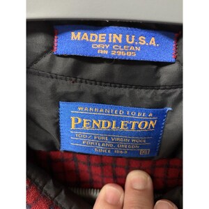 Vintage Pendleton Shirt Mens XL Red Plaid Wool Flannel Elbow Patch Made In USA image 3