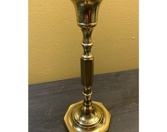 Vintage Brass Candlestick Holder - Made in Hong Kong - 7.5" Tall