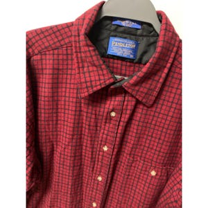 Vintage Pendleton Shirt Mens XL Red Plaid Wool Flannel Elbow Patch Made In USA image 4