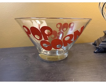 VTG 1970-tals Wheaton Glas Retro Röd Tryck Popcornskål • Endast Stor Skål