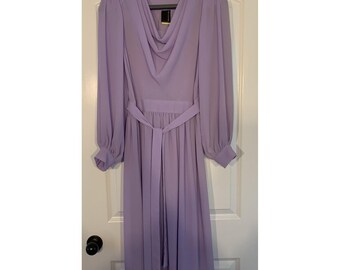Vintage Joy Stevens Maxi Dress Sz 12 Lilac Chiffon Romantic Glam Wedding Party