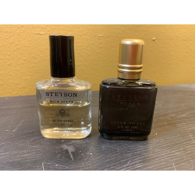 Vintage Coty STETSON Rich Suede & Black After Shave MINI Travel Size 0.5 Oz image 1