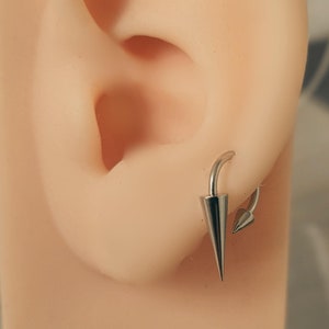 18g Cartilage Ring Silver Horseshoe Long Point Spike Cone Ends gauge Hoop Earring piercing ear silver Conch Daith Helix Tragus goth TSS624