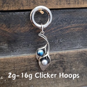 Fairy Clicker Hoop Ring Single 2g 4g 6g 8g 10g 12g 14g 16g punk Gauges Earring piercing ear silver plugs charm hanger women blue boho gift