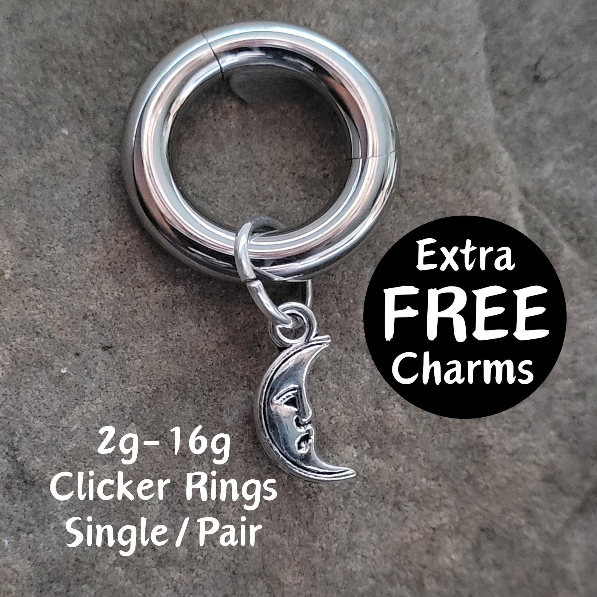 Pair or Single Goth Moon Man Face Clicker Ring Hoop 2g 4g 6g 8g 10g 12g…