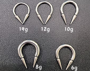 Long Spike Septum Horseshoe Ring Plugs Cone Silver Gauge Earrings piercing jewelry ear 14g 12g 10g 8g 6g men women nose big wide unique