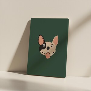 French Bulldog Wall Art | Unframed Cute Dog Illustration for Pet Lovers  | Matte Canvas  (Multi-Size)