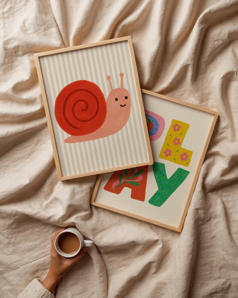 Estampado de caracol feliz: arte animal caprichoso, colores suaves. imagen 6