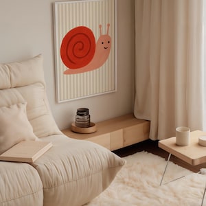Estampado de caracol feliz: arte animal caprichoso, colores suaves. imagen 1