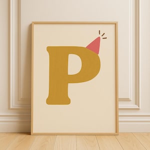 Personalized Letter Print for Kids Room – Party Hat Alphabet Art
