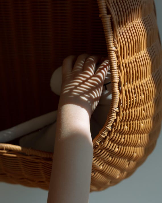 Pear Wicker Wandkorb | Handgeflochtenes Rattan Kinderzimmer | Boho Kinder Spielzimmer Dekor
