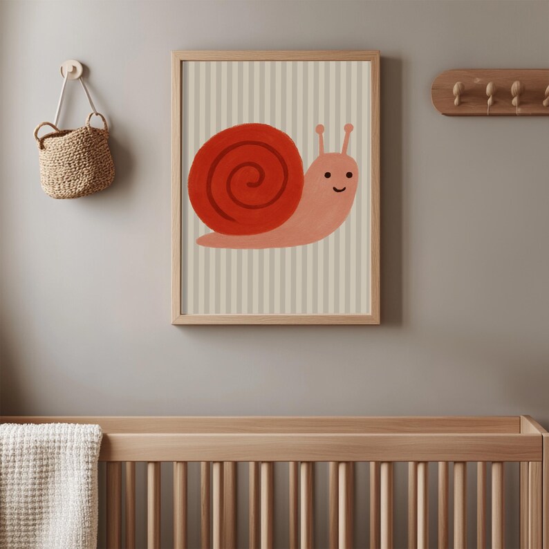 Estampado de caracol feliz: arte animal caprichoso, colores suaves. imagen 8