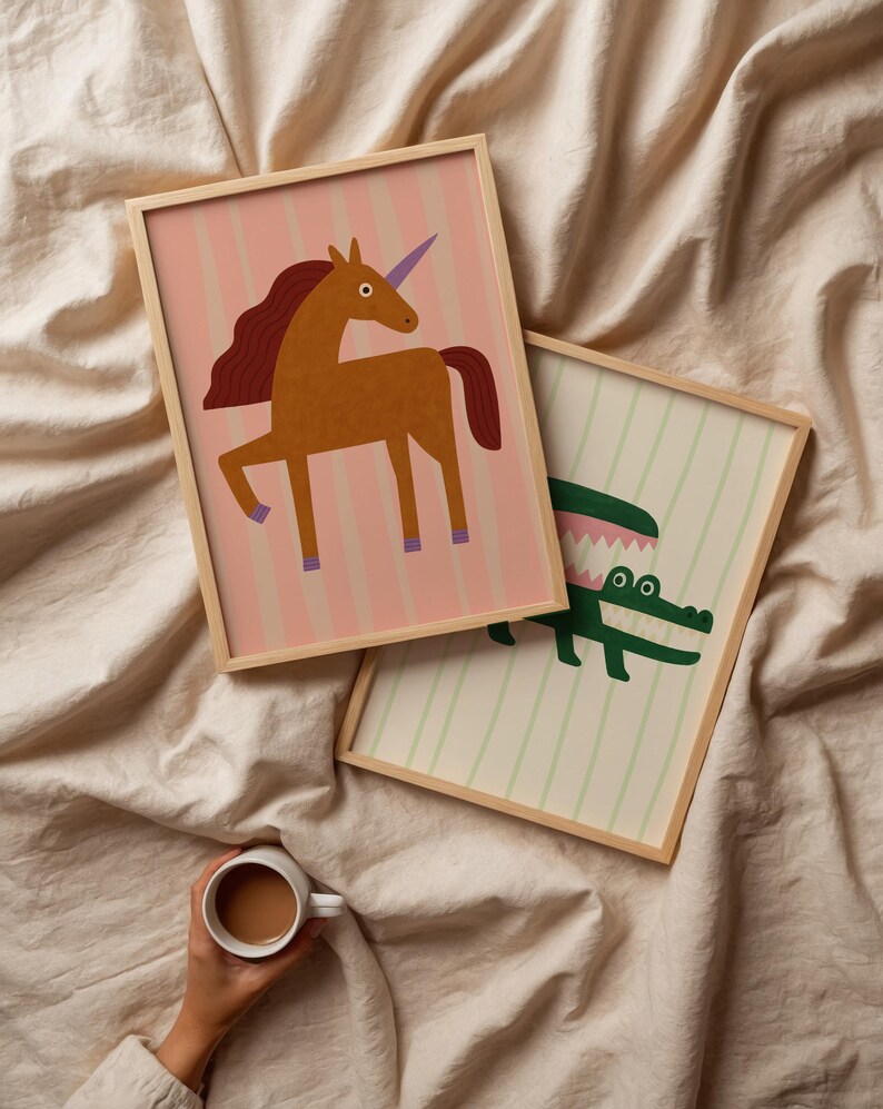 Funny Crocodile Print – Unframed Canvas, Safari Nursery Art image 3