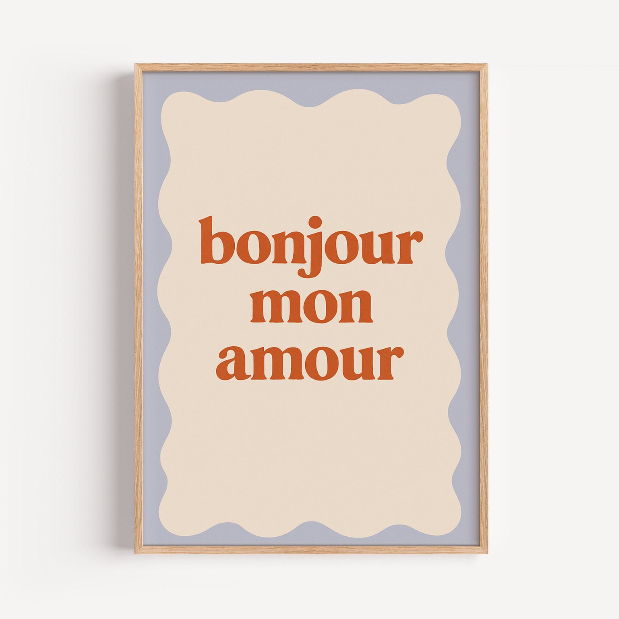 Bonjour Mon Amour Poster: French Love Quote, Minimalist Wall Art - Etsy, image size:2000x2000