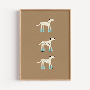 Roller Skating Dalmatian Print: Playful Dog Wall Art for Kids (Digital Download