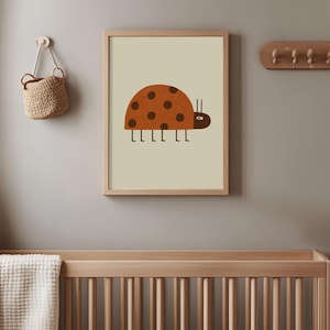 Minimalist Ladybug Digital Wall Art | Cute Bug Printable for Kids Room & Nursery | Whimsical Playroom Decor