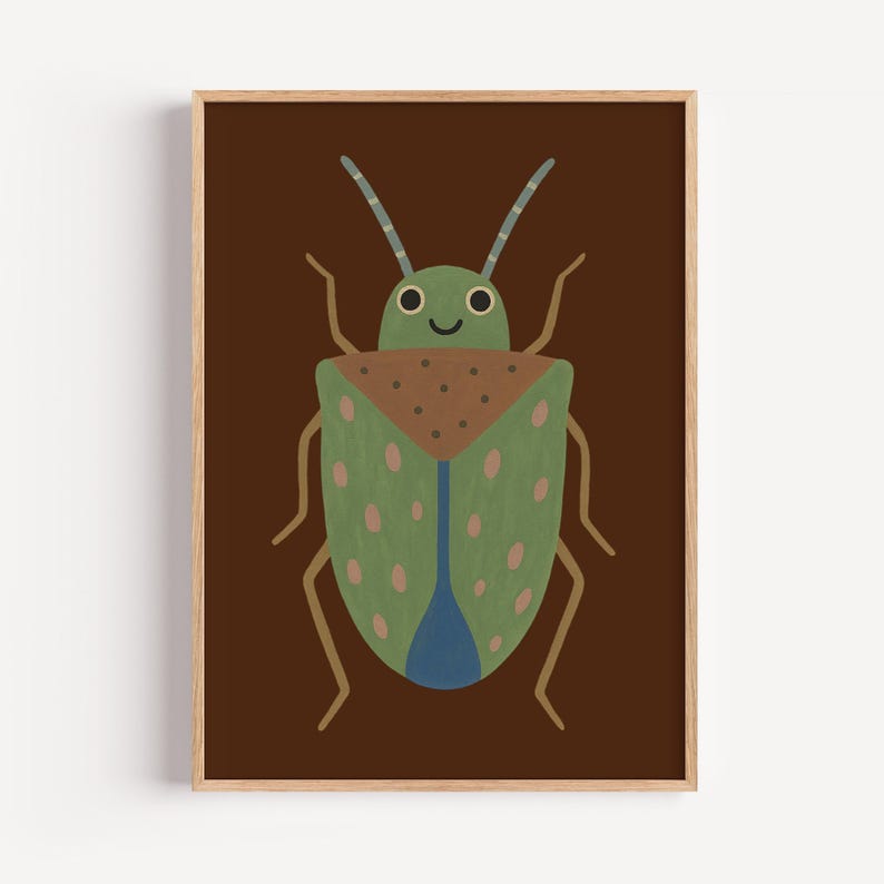Smiling Bug Print: Whimsical Insect Wall Art for Nursery - Etsy