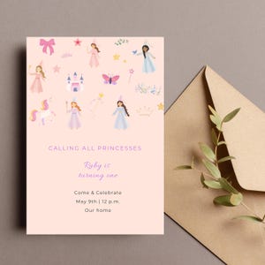 Whimsical Princess Party Invite • Editable Canva Birthday Template for Girls image 4