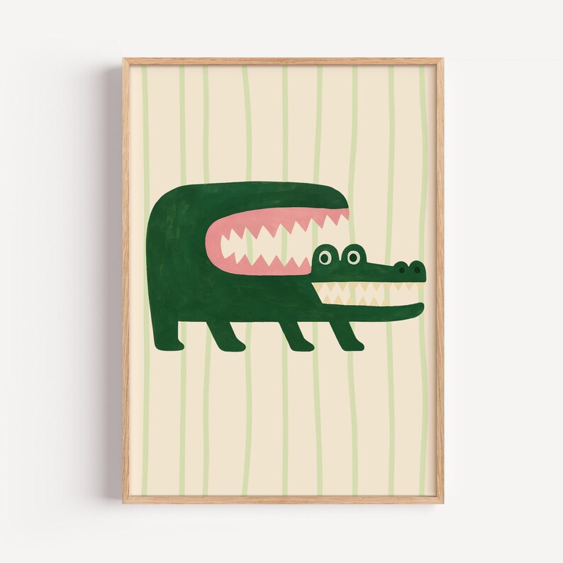 Funny Crocodile Print – Unframed Canvas, Safari Nursery Art image 5