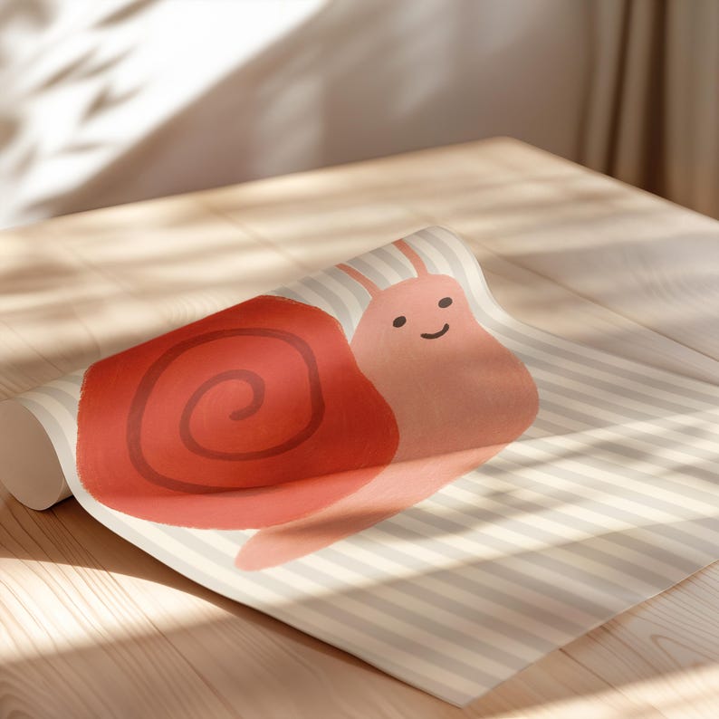 Estampado de caracol feliz: arte animal caprichoso, colores suaves. imagen 7