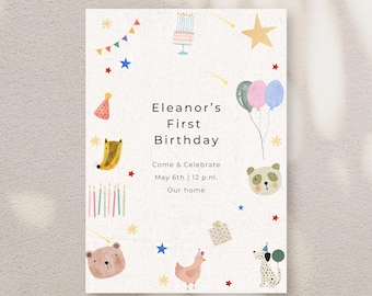 Whimsical Birthday Invite | Woodland Party Invitation | Instant Download