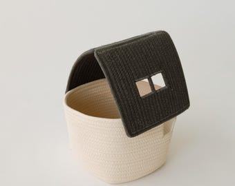 House Shaped Wicker Storage Basket | Handwoven Kids Toy Organizer | Nursery Playroom Decor