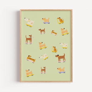 Skateboarding Dogs Print: Playful Puppy Wall Art for Kids (Digital Download)