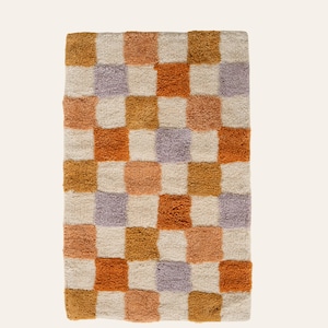 Alfombrilla de baño a cuadros Play Patch / Decoración infantil de algodón con diseño de tablero de ajedrez