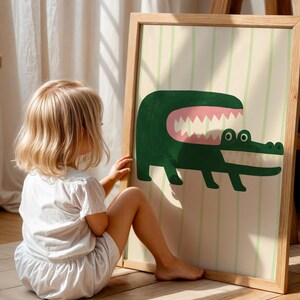 Funny Crocodile Print – Unframed Canvas, Safari Nursery Art image 2