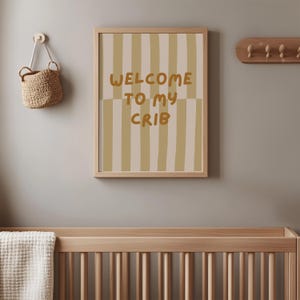 Willkommen zu meiner Krippe Poster - gerollte ungerahmte Kinderzimmer Wandkunst für Babyzimmer oder Kinderdekor - Minimalistischer neutraler Babydruck