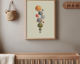 Watercolor Planets Print Kids Room Digital Download