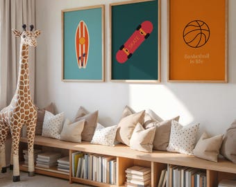 Skateboard Art Print: Retro Skate Decor for Kids' Rooms and Teens (Digital Download)