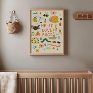 Hello Love Bugs Digital Wall Art – Cute Insect Printable for Nursery ...