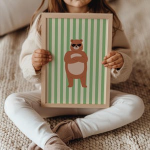 Cool Bear Poster - Minimalist Animal Wall Art - Fun Kids Room or Nursery Decor  | Rolled Posters