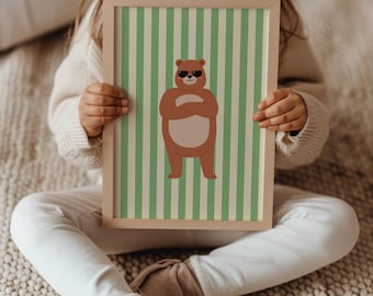 Bear Art Print – Minimalist Kids Room Decor