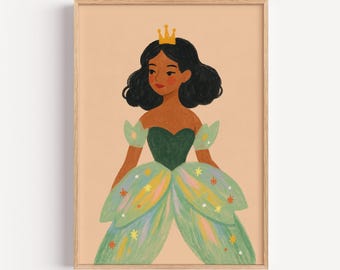 Prinzessinnen Poster: Märchenhaftes grünes Kleid, Märchen-Dekor (Ungerahmt)