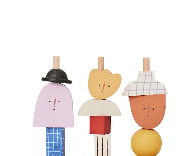Montessori Wooden Character Stacking Blocks - FSC-Certified Toy