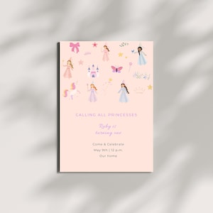 Whimsical Princess Party Invite • Editable Canva Birthday Template for Girls image 1