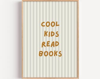 Cool Kids Read Books Poster – Typography Print for Kids Room