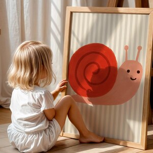 Estampado de caracol feliz: arte animal caprichoso, colores suaves. imagen 4