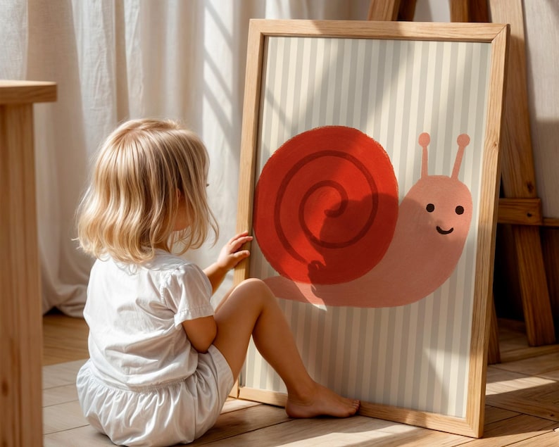 Estampado de caracol feliz: arte animal caprichoso, colores suaves. imagen 4
